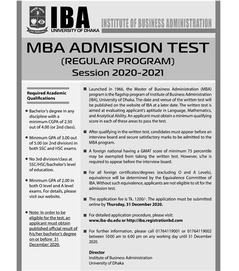 Dhaka University IBA MBA Admission Circular & Result 2024-25