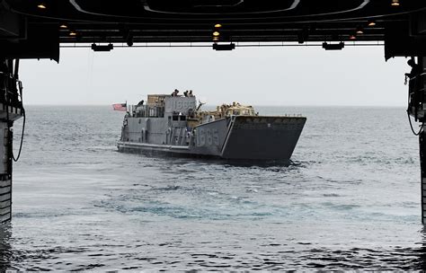 Landing Craft Utility Lcu 1665 Exits The Well Deck Of The Amphibious Transport Dock Ship Uss