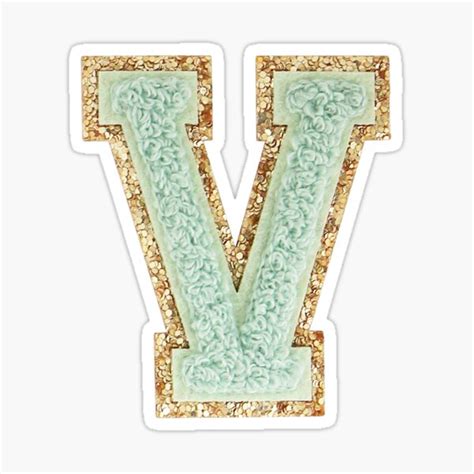 Preppy Mint Varsity Letter V Sticker For Sale By Ktp Redbubble