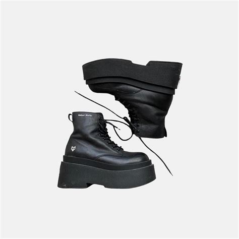 Naked Wolfe Black Chunky Saturn Leather Boots Worn Depop