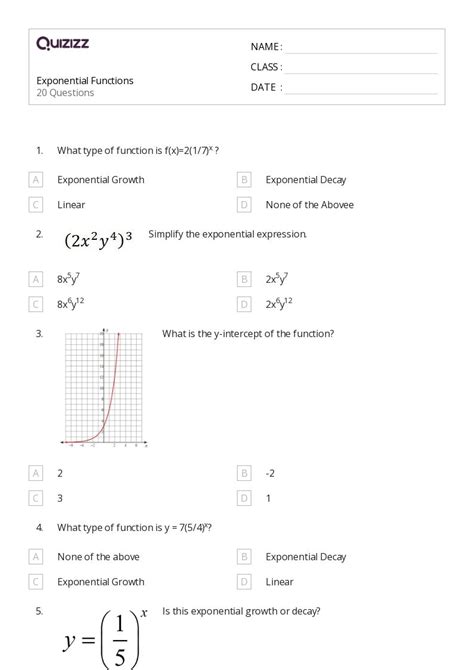 50 Derivatives Of Exponential Functions Worksheets For 10th Grade