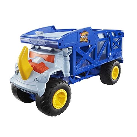 Hot Wheels Monster Trucks Rino Trasportatore di auto giocattolo può