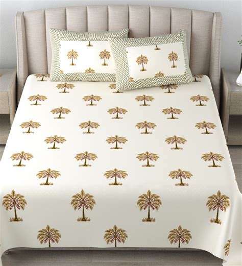 Buy Multicolor Floral Tc Cotton King Sized Bed Sheets With Pillow