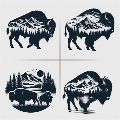 Premium Vector Bison Vector Silhouette Bundle File American Bison