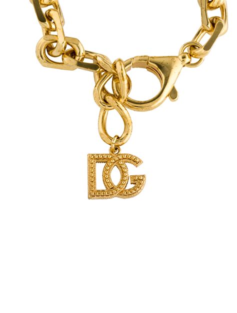 Dolce & Gabbana Dg Logo Charm Chunky Chain Bracelet - Gold-Tone Metal ...