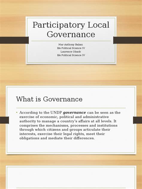 Participatory Local Governance | Governance | Good Governance