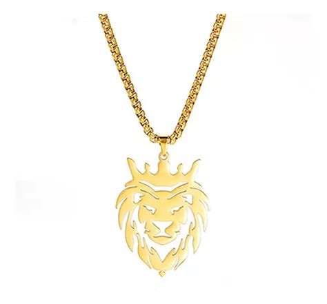 Corrente Colar Pingente Le O De Jud King Lion Luxo A O Inox