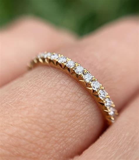 Ct Yellow Gold French Cut White Diamond Eternity Ring Baroque Jewellery