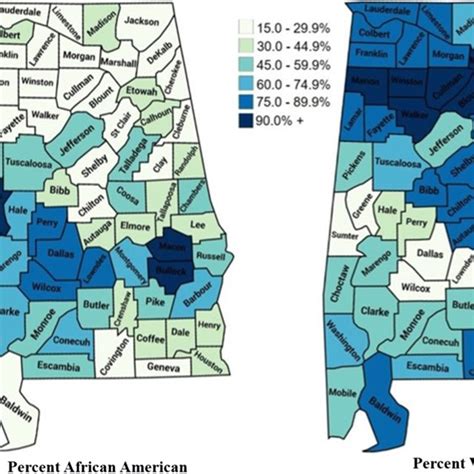 Racial Demographics In Alabama By County 2016 Download Scientific