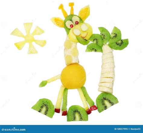 Creative Fruit Child Dessert Giraffe Form Stock Image - Image of africa ...