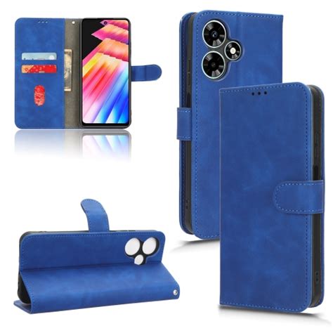 For Infinix Hot Play Skin Feel Magnetic Flip Leather Phone Case Blue