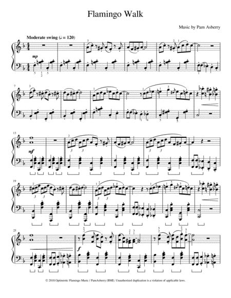 Flamingo Walk Sheet Music Pam Asberry Piano Solo