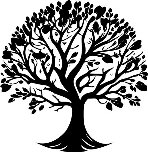 Tree of Life - Black and White Isolated Icon - Vector illustration ...