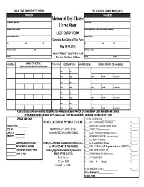 Fillable Online USEF Entry Form Fax Email Print PdfFiller