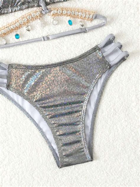 Conjunto de Maiô Bikini Fashion Férias Lazer Cintilante Fofo Acessórios Resistentes em