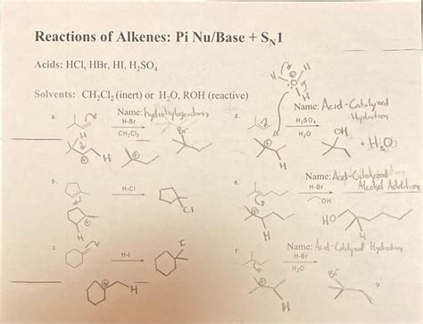 Solved Reactions Of Alkenes Pi Nu Base S 1 Acids HCI Chegg