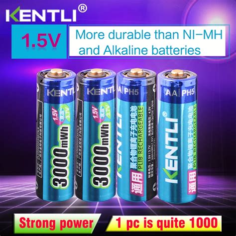 KENTLI 4pcs/lot Stable voltage 3000mWh aa batteries 1.5V rechargeable ...