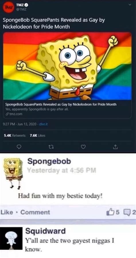 Spongebob Squarepants Revealed As Gay By Nickelodeon For Pride Month Spongebob Squarepants