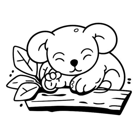 Premium Vector Cute Cartoon Koala Sleeping On A Log Vector Illustration