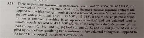 Solved Three Single Phase Two Winding Transformers Each Chegg