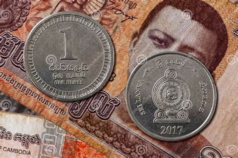 closeup   sri lanka rupee coins stock photo image  view rupee
