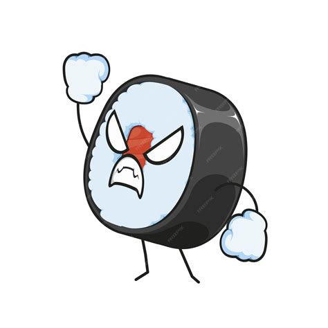 Premium Vector | A cartoon of a sushi character with an angry face.