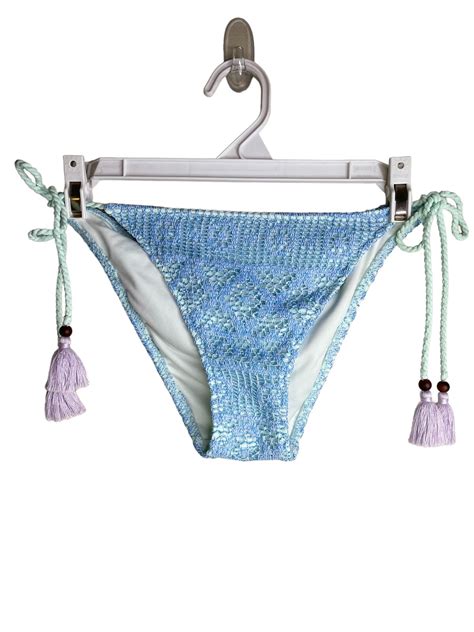 Victorias Secret Crochet Look Blue Bikini Botto Gem