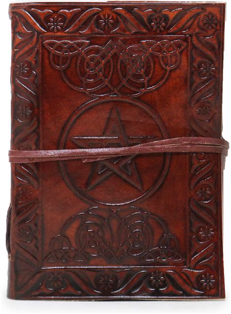 18 Cm Genuine Leather Pentagram Star Grimoire Journal Book Of Shadows