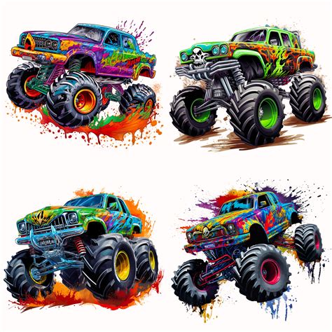 Monster Jam Race Clip Art Watercolor Monster Jam All Terrain 4x4