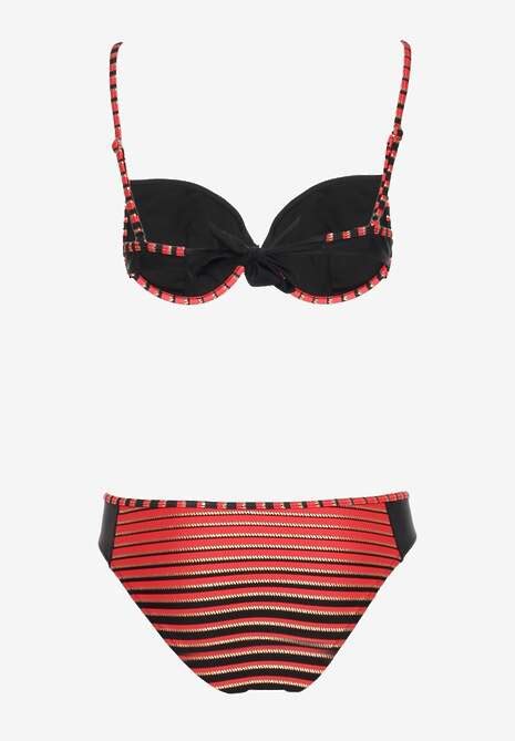Czerwono Czarne Bikini Dwucz Ciowe W Paski Biustonosz I Figi Wialisa Renee