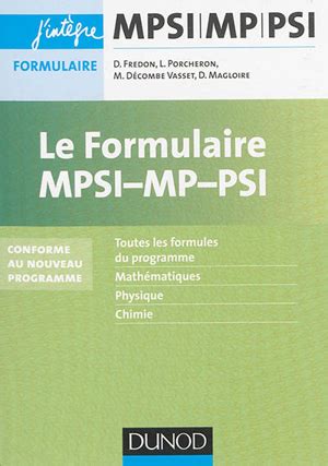 Le Formulaire MPSI MP Toutes Les Formules Du Programme