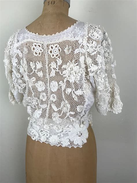 Antique Vintage Edwardian Era 1900s 1910s Irish Crochet Lace Blouse Etsy