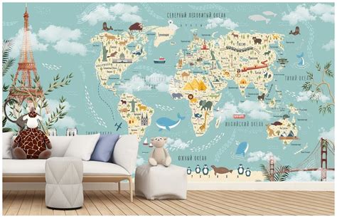 Обои Карта Мира В Детскую - COLLECTION-DESIGN.RU
