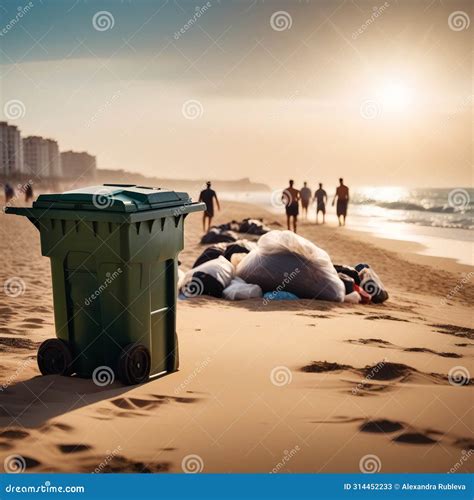Garbage Containers Are Installed On The Beach. A Global Campaign