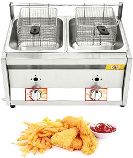 Commercial Countertop Lpg Gas Deep Fat Fryer Dual Tanks With Lx