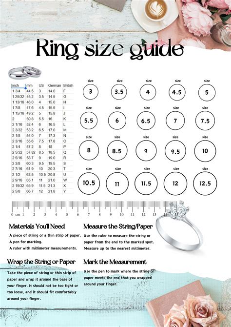 Ring Size Chart Printable Ring Sizer, Ring Size Guide, Printable Ring