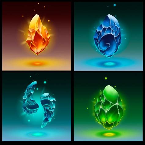 ArtStation - 4 Elemental Crystals Icons, Seo EagleSage | Crystal ...