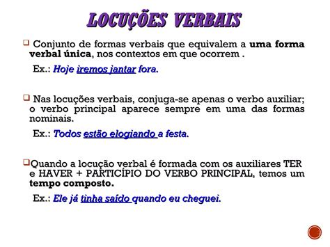 Verbos E Locuções Verbais - Verbos e-vozes-verbais-ii2610201119519 | PPT