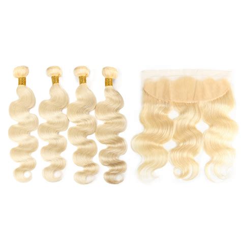 Brazilian Body Wave Hair Bundles With Blonde Lace Frontal Closure Asteriahair