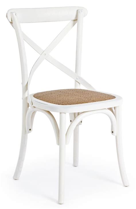 Chaise En Bois D Orme Et Rotin Blanc Cross Lot De Lestendances Fr