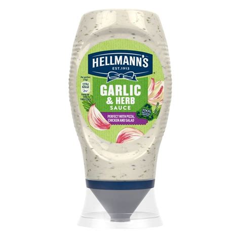 Hellmanns Garlic And Herb Sauce 250ml From Ocado