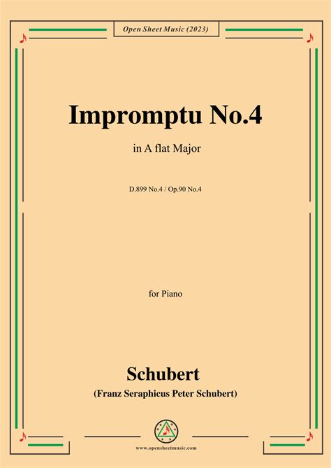 Schubert Impromptu No In A Flat Major For Piano Arr Msm By