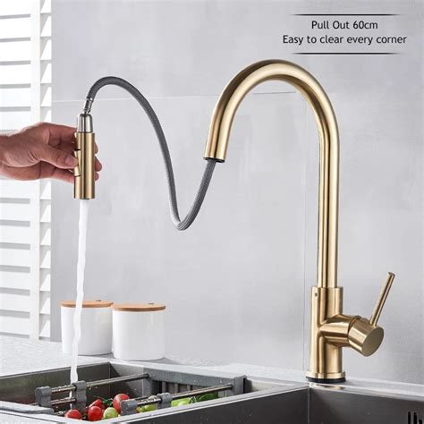 Brushed Gold Bathroom Basin Sink Tap Stainless Steel Dual Mode Water