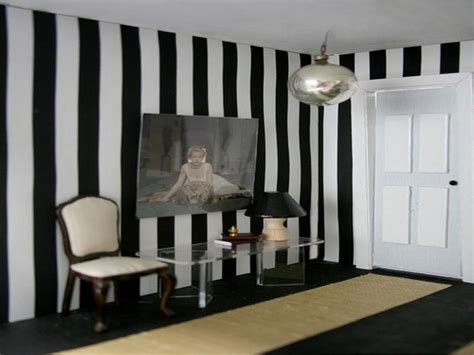 Dollhouse Black And White Stripped Wall Paper Home Decor Decor