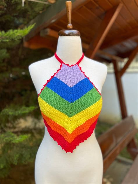 LGBTQ Pride Crochet Top Crochet Pride Month Top Lesbian Crop Top Bisexual Crop Top Festival