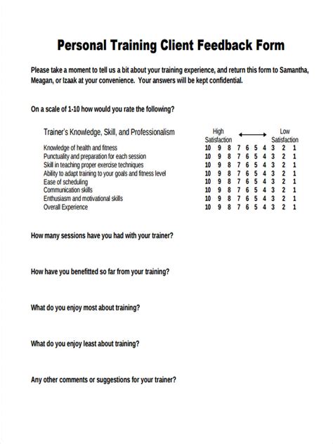 Free 22 Training Feedback Forms In Pdf