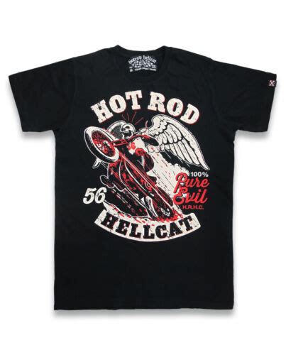 Hot Rod Hellcat Pure Evil Biker Skull Wings Black T Shirt Punk Metal Rock M Xxl EBay Old