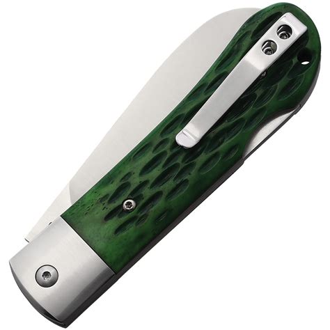 QS128B QSP Knife Worker Lockback Pocket Knife Green Bone