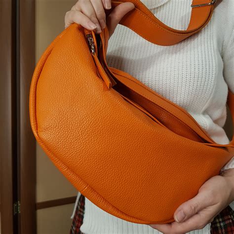 Orange Bag Soft Medium Crossbody Bright Leather Bag Etsy