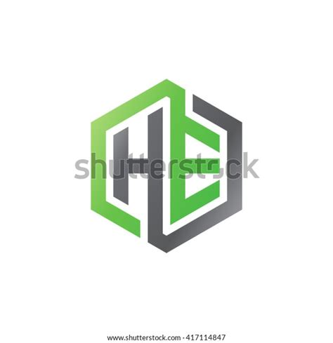 He Initial Letters Looping Linked Hexagon Stock Vector Royalty Free